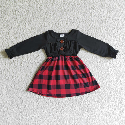 GLD0072 baby girl clothes red plaid winter christmas dress