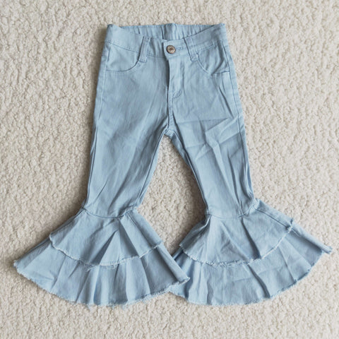 girl light blue denim pants