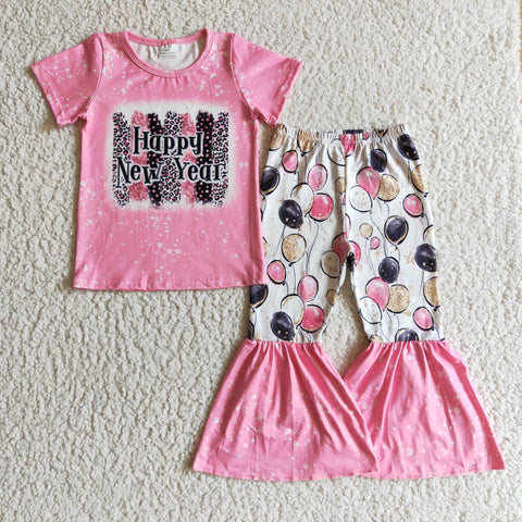GSPO0204 baby girl clothes happy new year short sleeve set