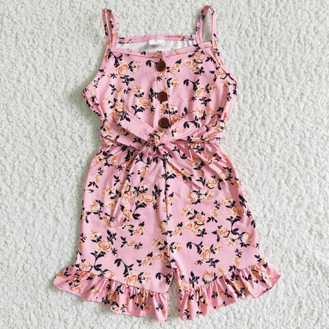 girl clothing summer jumpsuit overalls pink flower