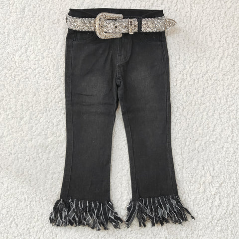 D4-30 baby girl clothes black tassel jeans winter pant 3