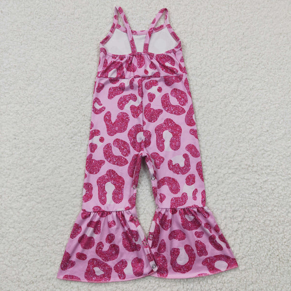 SR0216 kids clothes girls pink leopard summer jumpsuit