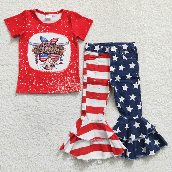 GSPO0408 baby girl clothes july 4th outfits patriotic clothing set
