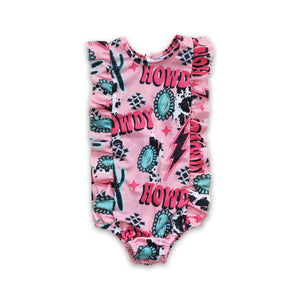 S0036 baby girl clothes howdy summer swimsuit