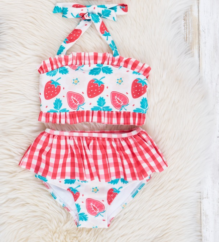 S0316 pre-order baby girl clothes strawberry girl summer swimsuit beach wear