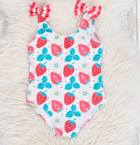 S0317 pre-order baby girl clothes strawberry onesie girl summer swimsuit beach wear