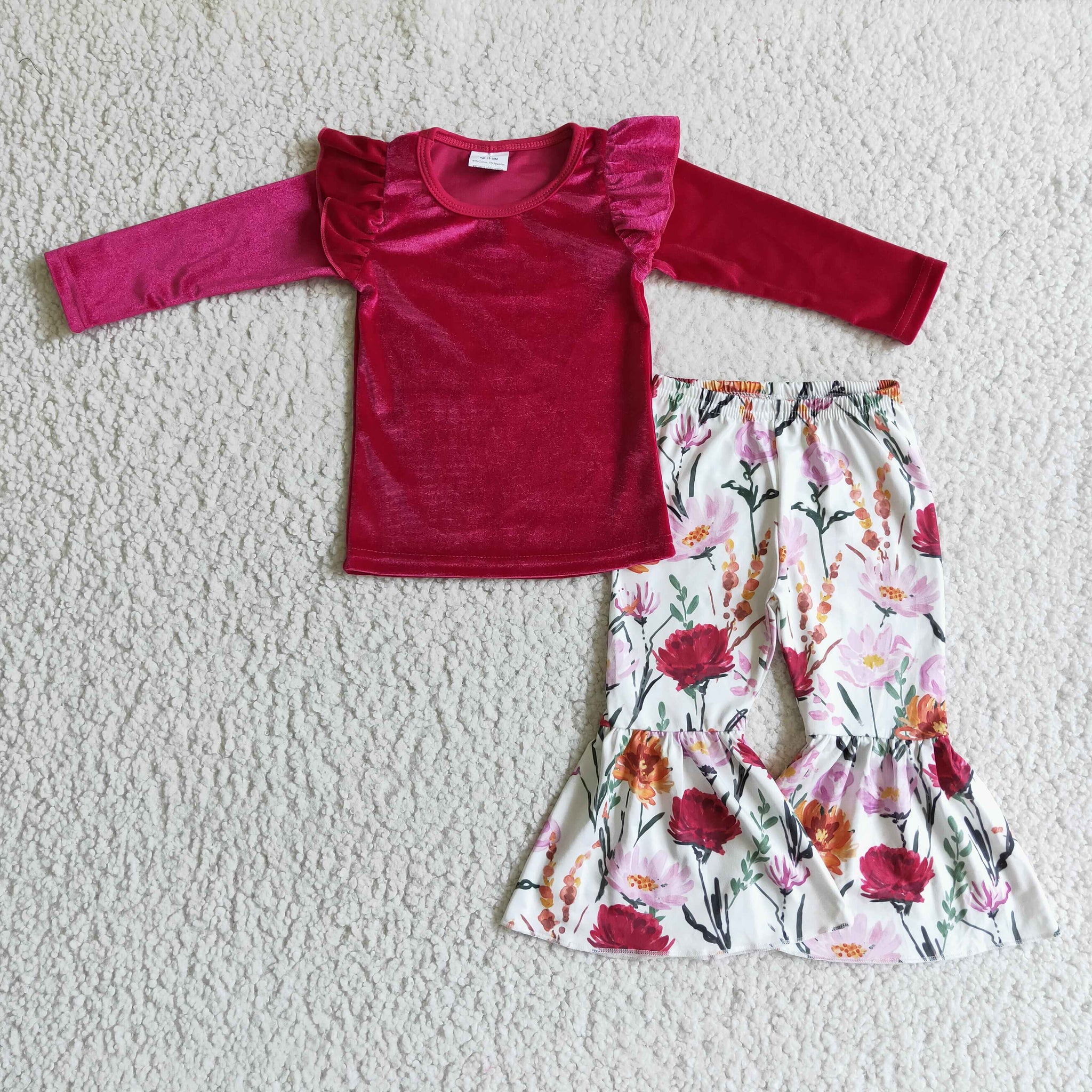 GLP0221 velvet shirt set toddler girl clothes girls winter clothing