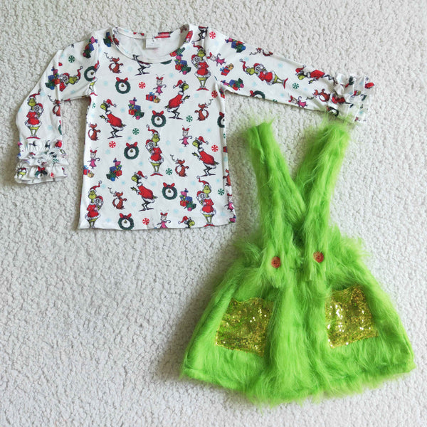 6 C11-39 toddler girl clothes girl christmas outfit christmas skirt set