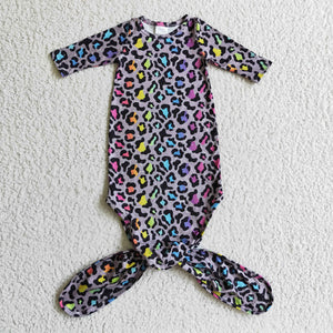 NB0014 newborn baby leopard gown