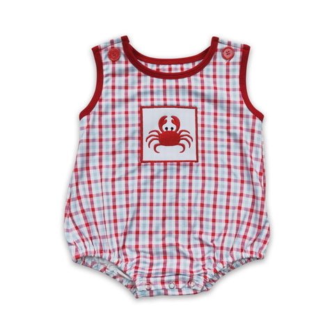 SR0157 baby boy clothes crab embroidery summer bubble