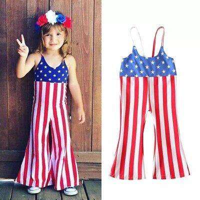 SR0256 kids clothes girls july 4th star patriotic jumsuit