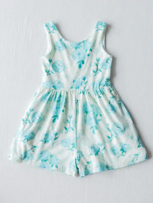 SR1326 pre-order baby girl clothes blue flower girl summer jumpsuit