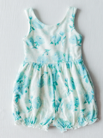 SR1329 pre-order baby girl clothes blue floral  toddler girl summer romper