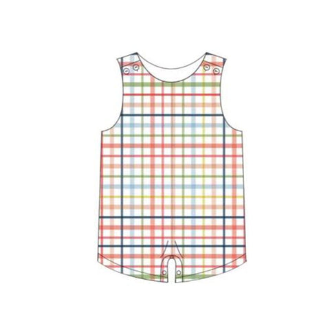 SR1526 pre-order baby boy clothes gingham toddler boy summer romper