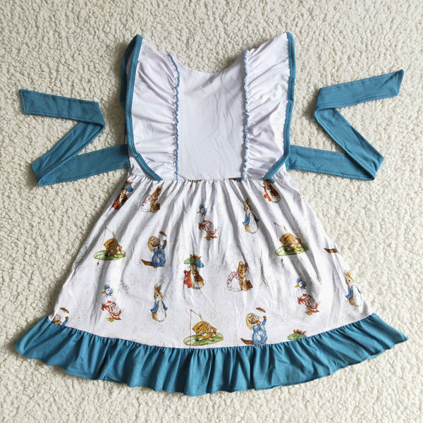 B12-3 toddler girl clothes cartoon bunny easter dresses girl dress