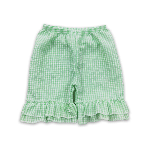 SS0066 toddler girl summer shorts green girl seersucker bottom