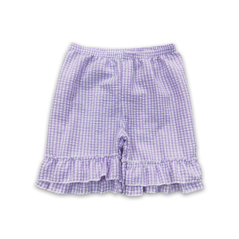 SS0067 toddler girl summer shorts purple girl seersucker bottom