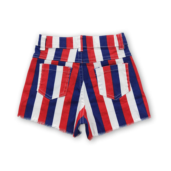 SS0082 baby girl clothes july 4th patriotic denim shorts