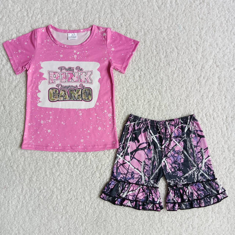 C16-17 toddler girl clothes pink camo summer shorts set-promotion 2024.4.5 $5.5