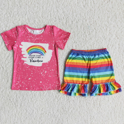 C9-3 kids clothes wholesale toddler girl summer outfit rainbow shorts set-promotion 2024.3.2 $5.5