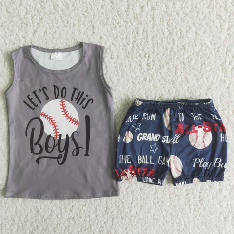 boy clothes summer sleeveless baseball set