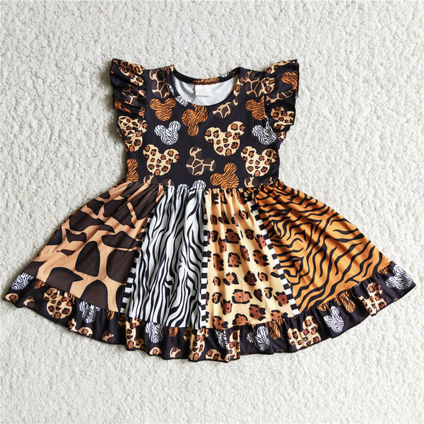 D8-30 baby girl clothes cartoon twirl summer dress 2