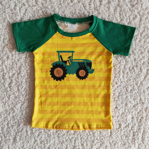 boy truck farm green shirt top
