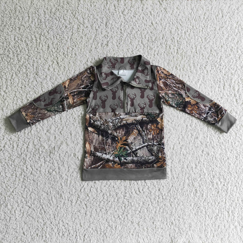 BT0094 baby boy clothes deer green camo shirt