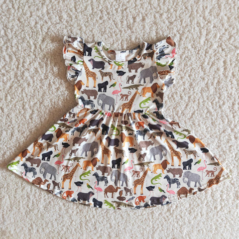 B11-10 kids clothing  girl animal flutter sleeve summer pearl dress-promotion 2024.3.2 $2.99
