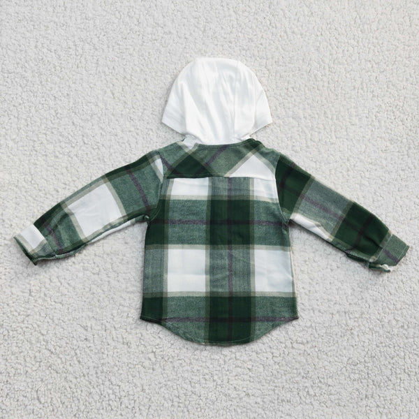 BT0209 toddler girl clothes green paid hoodies shirt coat