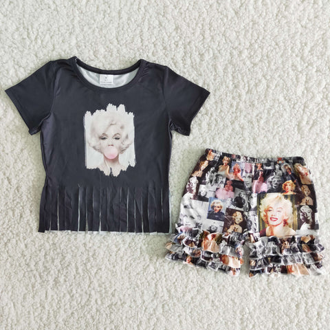 B5-1 baby girl clothes black tassel short sleeve summer set-promotion 2024.3.9 $5.5