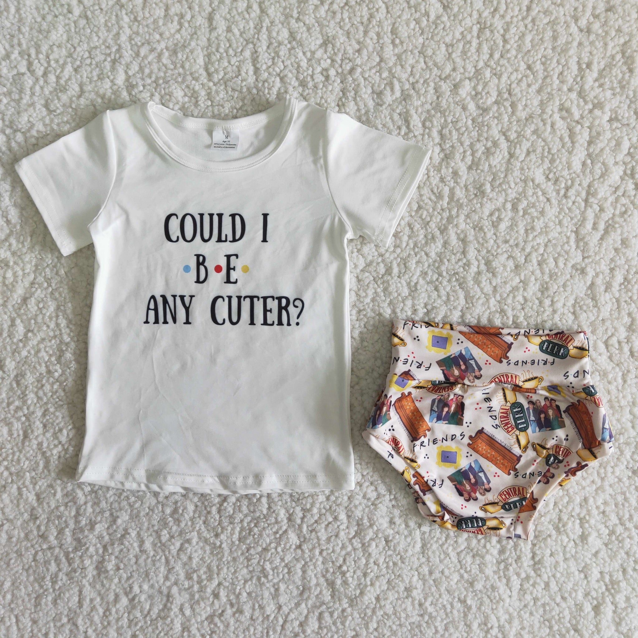 girl could I be any cuter short sleeve bummies set