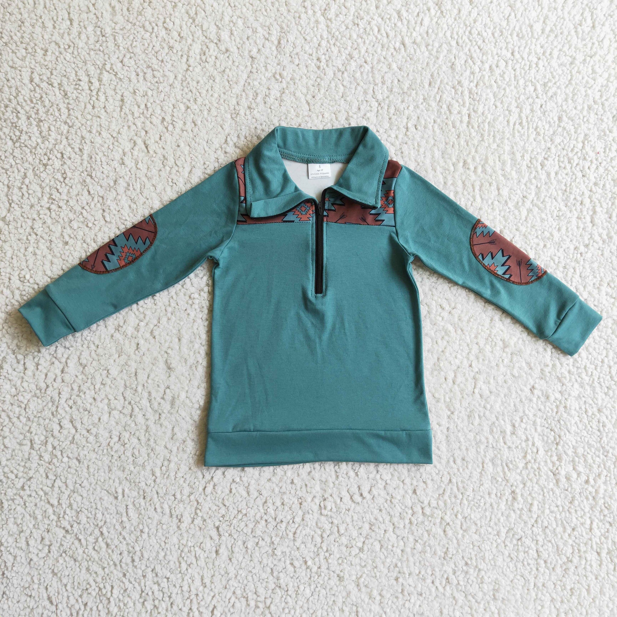 BT0093 baby boy clothes green zipper shirt