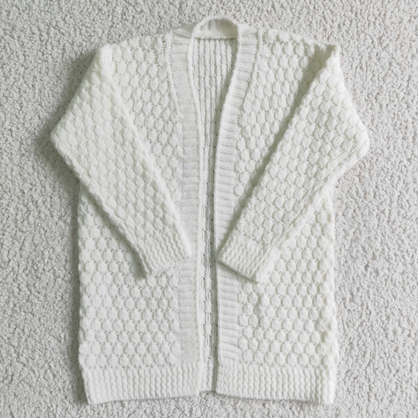 GT0007 girl white winter long sleeve sweater coat