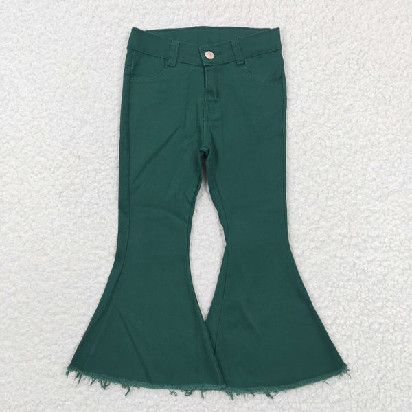 P0073 kids clothes girls green toddler girl bell bottom jeans flare pant