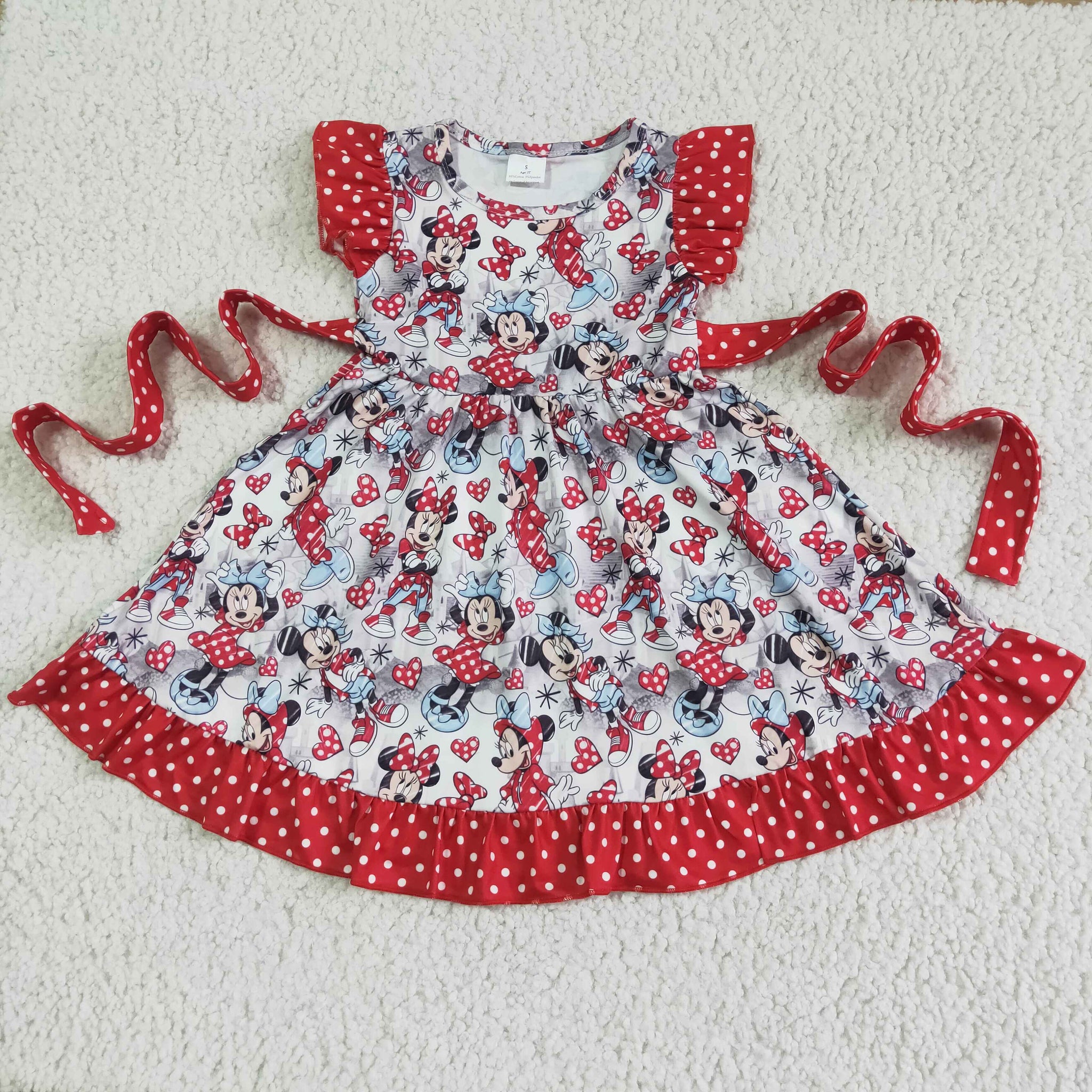 GSD0043 kids clothing red dot cartoon short sleeve dress-promotion 2024.4.27 $5.5