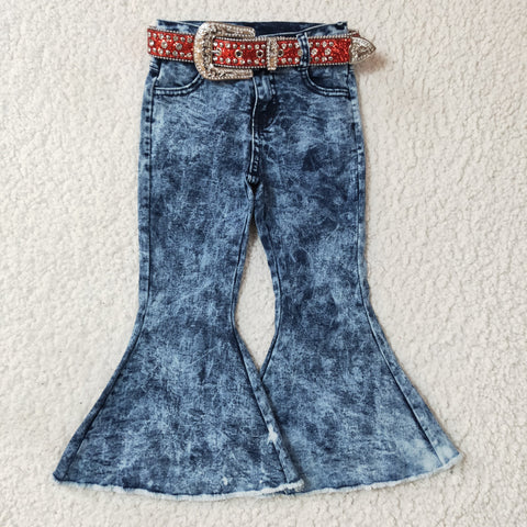P0008 baby girl clothes blue jeans bell bottom pant 3