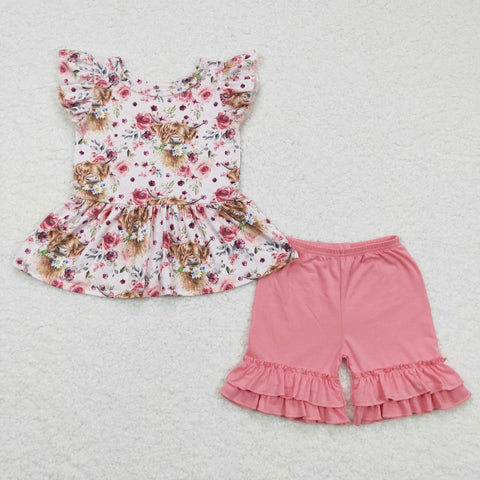 GSSO0133 baby girl clothes cow summer outfits