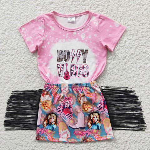GSD0317 toddler girl clothes summer outfit tassel girl skirt set
