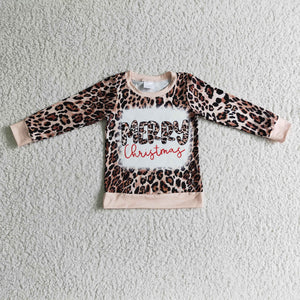 GT0060 leopard merry christmas shirt toddler clothes