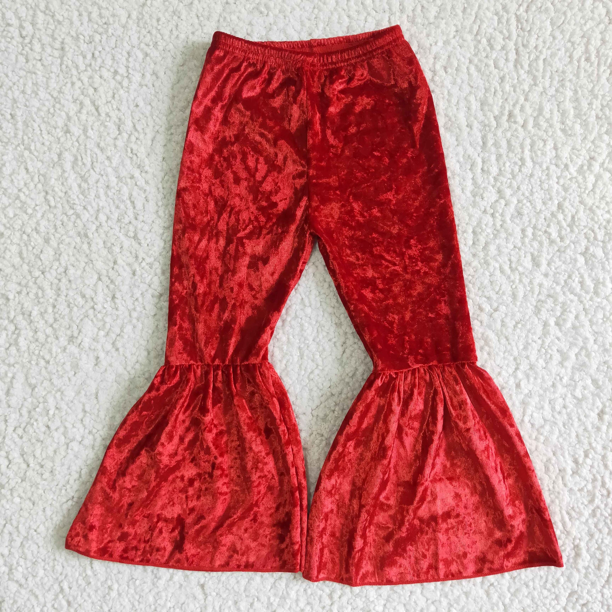 B3-11 kids clothes red velvet baby girl pants bell bottoms