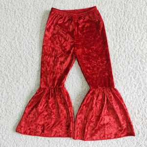 B3-11 kids clothes red velvet baby girl pants bell bottoms