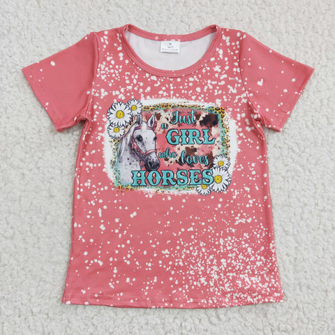 GT0095 baby girl clothes just a girl who loves horse summer tshirt