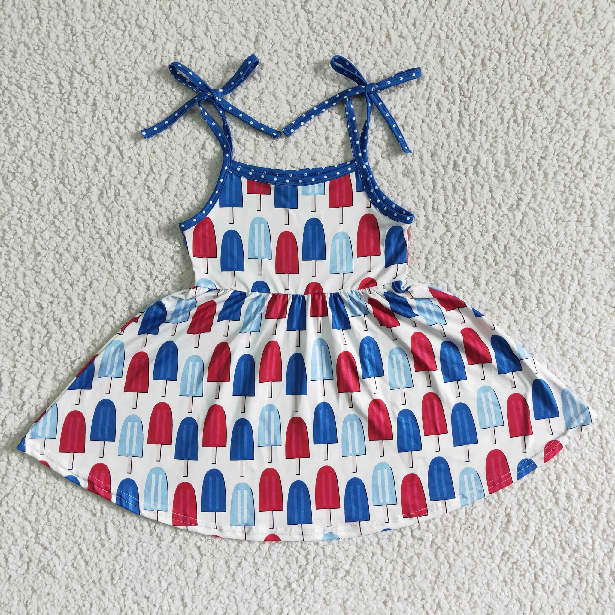A16-15 toddler girl clothes  popsicle 4th of July girl summer dress
