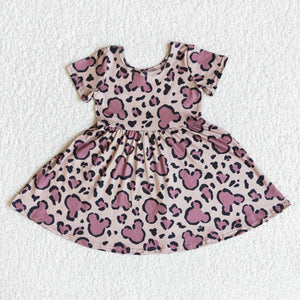 E13-13 girl clothes summer cartoon leopard short sleeve dress-promotion 2024.1.6