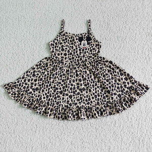 GSD0104 girl summer leopard cartoon dress