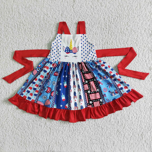 C10-10 toddler girl clothes 4th of July patriotic dress