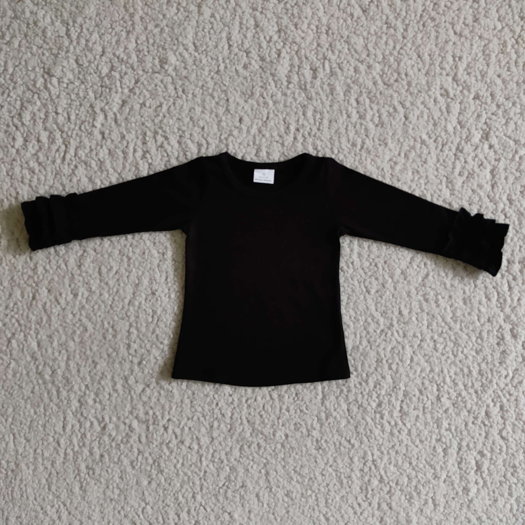 girl icing ruffles black knit 100% cotton red shirt