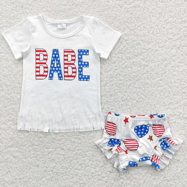 GBO0127 baby clothes babe 4th of july summer bummies set