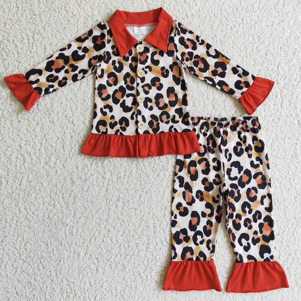 GLP0307 sleapwear leopard winter pajamas set